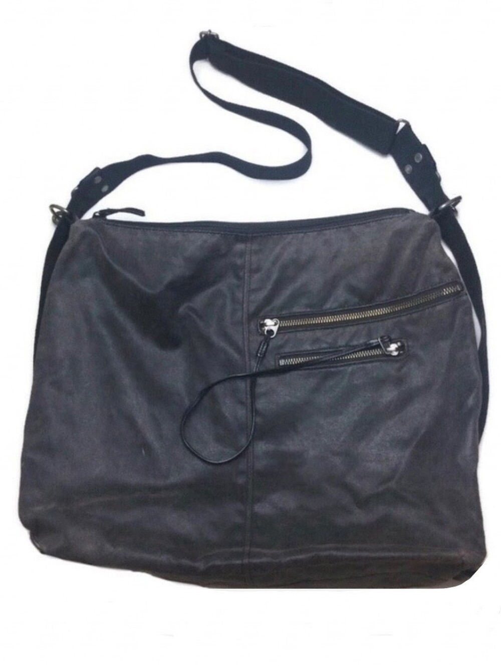 Art-Berg Do Gray Suede Zip Top Adjustable Shoulder Unisex Messenger Bag